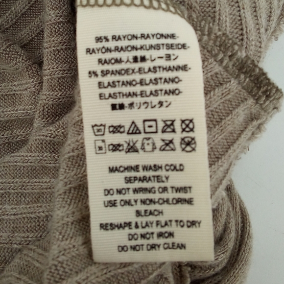 Free People We The Free Top People Lover Ribbed Long Sleeve Taupe XS Vegan Rayon - Picture 13 of 16